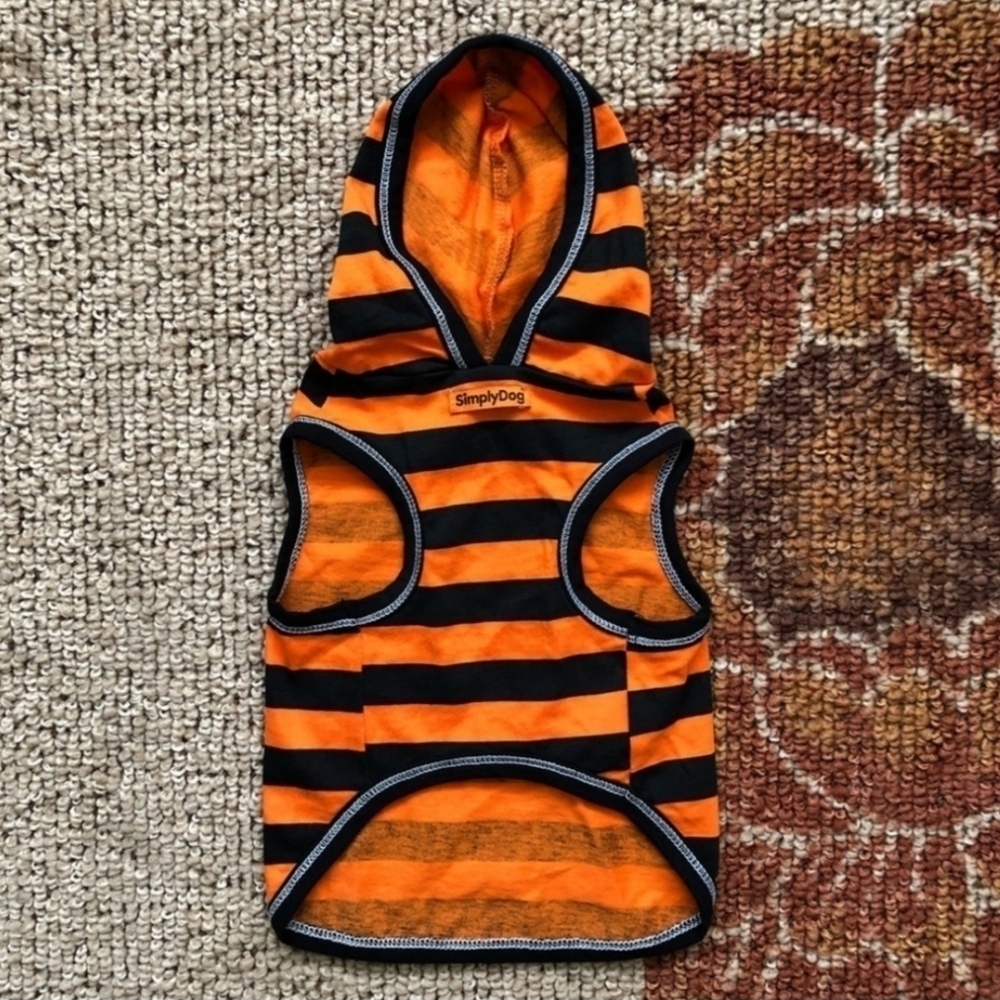 Lil' Monster Pet Dog Halloween Costume Hoodie Size Small S Striped Orange EUC - Picture 3 of 7